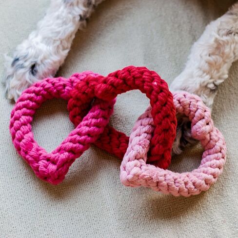 Midlee Interlocking Heart Rope Valentine Dog Toy - 6" in Saudi Arabia