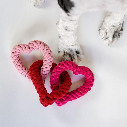 Midlee Interlocking Heart Rope Valentine Dog Toy - 6" in Saudi Arabia