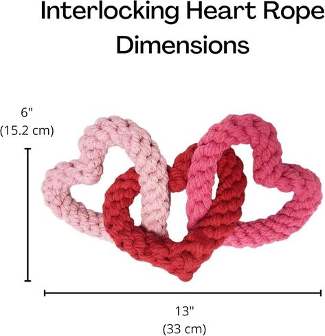 Midlee Interlocking Heart Rope Valentine Dog Toy - 6" in Saudi Arabia