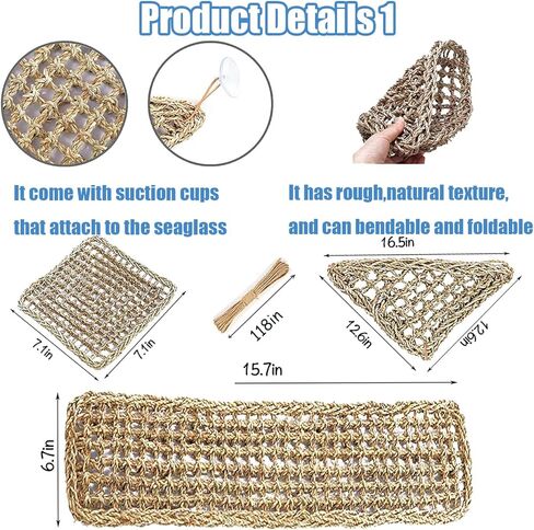 Woyrise Bearded Dragon Tank Accessories for Habitat Reptile Hammock Lizard Lounger Hanging Plants Jungle Climber Vines Flexible Leaves Decor with Suction Cups for Gecko Chameleon Hermit Crab Snake in Kuwait