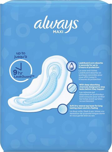 Always Maxi Size 1 Regular Pads for Women, with Wings, Unscented, 36ct - Pack of 2 (72 Count Total) in Saudi Arabia
