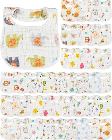 40 Pcs Baby Muslin Bandana Drool Bibs for Boys Girls Newborn Infant Adjustable Cotton Baby Bibs Unisex Absorbent Soft Waterproof Toddler Bibs for Baby Feeding, Teething and Drooling in Saudi Arabia