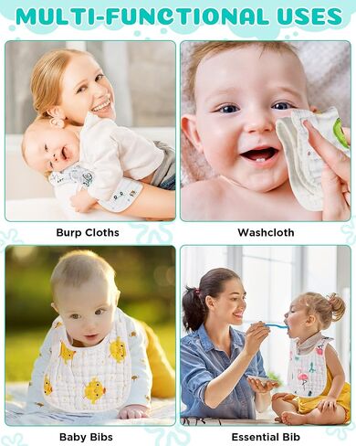 40 Pcs Baby Muslin Bandana Drool Bibs for Boys Girls Newborn Infant Adjustable Cotton Baby Bibs Unisex Absorbent Soft Waterproof Toddler Bibs for Baby Feeding, Teething and Drooling in Saudi Arabia