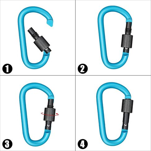 Emoly Locking Carabiner Clip D Shape Spring-Loaded Gate Aluminum Keychain Gate Buckle for Home, Rv, Camping, Fishing, Hiking, Traveling and Keychain, 8 Pack (Black) in Saudi Arabia