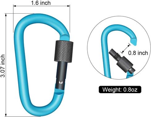 Emoly Locking Carabiner Clip D Shape Spring-Loaded Gate Aluminum Keychain Gate Buckle for Home, Rv, Camping, Fishing, Hiking, Traveling and Keychain, 8 Pack (Black) in Saudi Arabia