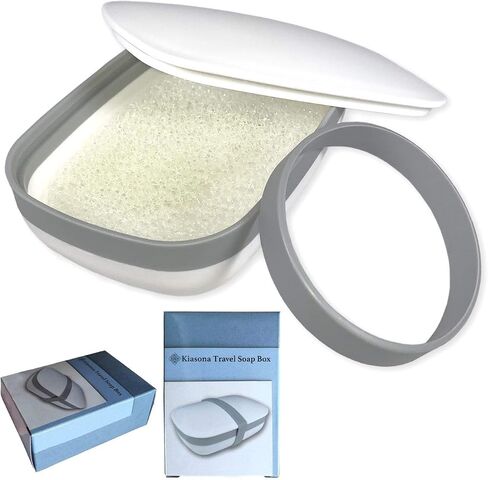Kiasona 2Pack Travel Soap Box,soap Bar Holder Dish Container Case with Sponge Saver&Silicone Band,Strong Sealing,Leak Proof,Portable,Best for Bathroom,Gym,School,Camping,Hiking,Vacation(Pack of 2) in Saudi Arabia