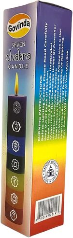 Govinda Premium Seven Chakras Layered Pillar Candle 1.5" Dia x 7" High | 7 Chakras from Crown to Root | Perfect for Positive Energy, Meditation and Relaxation in Saudi Arabia
