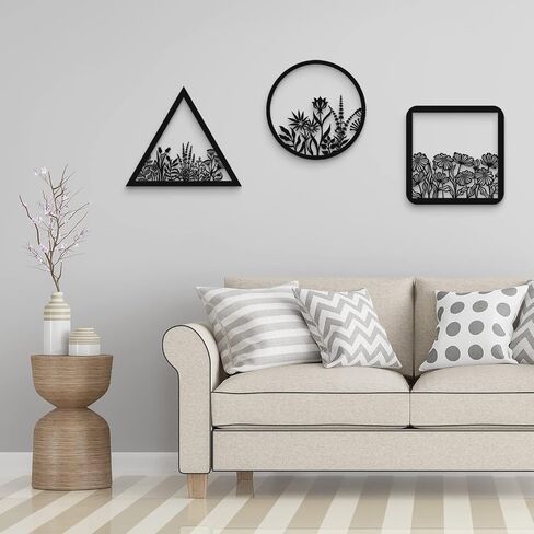 3 Pieces Geometry Wall Art Wood Wall Pediments Sacred Boho Flower Wall Art Wooden Floral Wall Decor Minimalist Floral Hanging Flower Artwork for Home Dining Room Christmas Favor, 10 Inch (Brown) in Saudi Arabia