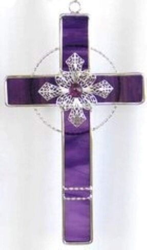 Stained Glass Filigree Cross - GRAPE/PURPLE in Saudi Arabia