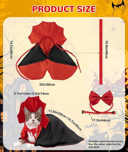 EPN الكلب أزياء الهالوين أزياء حفلات الهالوين للقطط والكلاب الشيطان مصاص الدماء عباءة القط ملابس تنكرية للهالوين عباءة للقطط والكلاب الصغيرة والمتوسطة in Kuwait