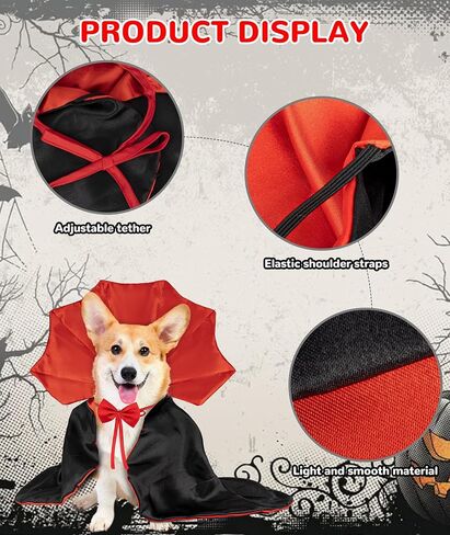 EPN الكلب أزياء الهالوين أزياء حفلات الهالوين للقطط والكلاب الشيطان مصاص الدماء عباءة القط ملابس تنكرية للهالوين عباءة للقطط والكلاب الصغيرة والمتوسطة in Kuwait