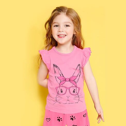 طفل الفتيات تي شيرت كشكش كم تيز لطيف ديناصور تانك القمم يونيكورن ملابس غير رسمية الأرنب 1-7 سنوات in Kuwait