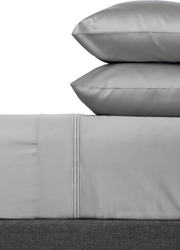 Fishers Finery 100% Certified Egyptian Cotton Sheet Sets, 500 Thread Count 4 Piece - Premium, Soft and Breathable Sheets - 16in Deep Pocket Classic Set (Gray,Q,4Pack) in Saudi Arabia