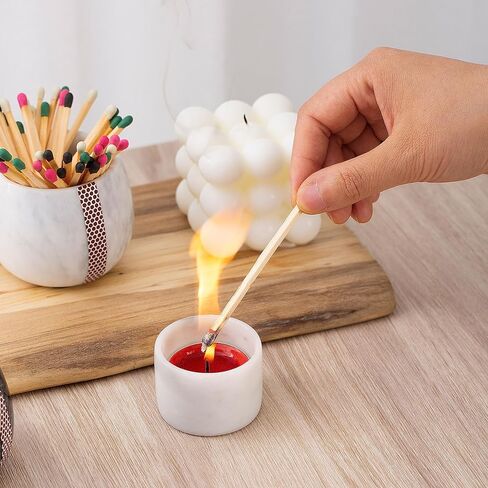 حامل شموع أضواء الشاي، شموع تيلايت، حوامل شموع مستدقة - حوامل رخامية لأضواء الشاي الأسود - ديكور حامل عصي الشموع - مجموعة حاملات الشموع المكونة من 6 (3 أسود + 3 أبيض) in Kuwait