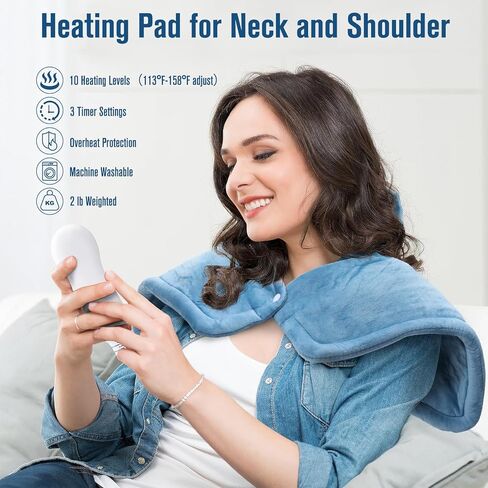وسادة تسخين مرجحة للرقبة والكتف من KKUYT، وسادات تسخين للرقبة بوزن 2 رطل لتخفيف الآلام، وسادة تسخين كهربائية مقاس 17 × 22 بوصة مع 10 إعدادات للحرارة و3 إعدادات مؤقت، إيقاف تلقائي، أفضل الهدايا للنساء والرجال والأم والأب in Kuwait