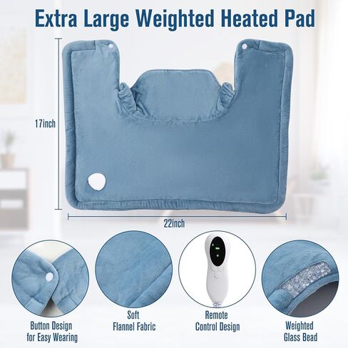 وسادة تسخين مرجحة للرقبة والكتف من KKUYT، وسادات تسخين للرقبة بوزن 2 رطل لتخفيف الآلام، وسادة تسخين كهربائية مقاس 17 × 22 بوصة مع 10 إعدادات للحرارة و3 إعدادات مؤقت، إيقاف تلقائي، أفضل الهدايا للنساء والرجال والأم والأب in Kuwait