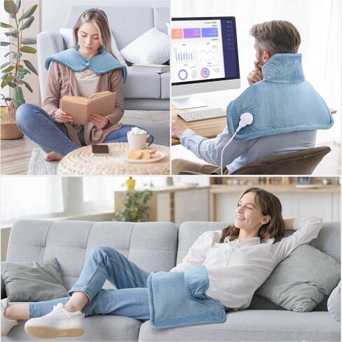وسادة تسخين مرجحة للرقبة والكتف من KKUYT، وسادات تسخين للرقبة بوزن 2 رطل لتخفيف الآلام، وسادة تسخين كهربائية مقاس 17 × 22 بوصة مع 10 إعدادات للحرارة و3 إعدادات مؤقت، إيقاف تلقائي، أفضل الهدايا للنساء والرجال والأم والأب in Kuwait