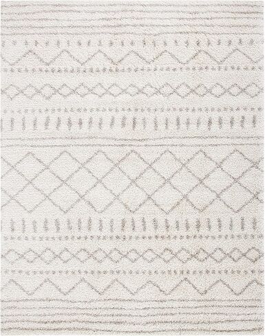 سجادة منطقة SAFAVIEH Arizona Shag - 22.86 سم × 30.48 سم، عاجي وبيج، تصميم مغربي، لا يتساقط ويسهل العناية به، سمك 1.6 بوصة مثالي للمناطق ذات الحركة العالية في غرفة المعيشة وغرفة النوم (ASG741A) in Kuwait