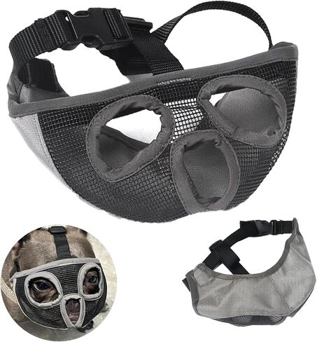 كمامة قصيرة للكلاب من FarwenC، كمامة شبكية قابلة للتنفس قابلة للشرب وقابلة للتعديل، كمامة مضادة للعض والنباح والمضغ مع أشرطة عاكسة، مثالية للكلاب ذات الوجه المسطح (حجم L) in Kuwait