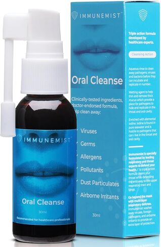 ImmuneMist™ Oral Cleanse - Iodine Throat Spray for Cold & Flu Relief - Oral Cleansing Against Bacteria, Germs, and Viruses - Immune Support up to 250 Doses - Made in The USA in Kuwait