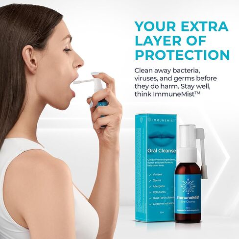 ImmuneMist™ Oral Cleanse - Iodine Throat Spray for Cold & Flu Relief - Oral Cleansing Against Bacteria, Germs, and Viruses - Immune Support up to 250 Doses - Made in The USA in Kuwait