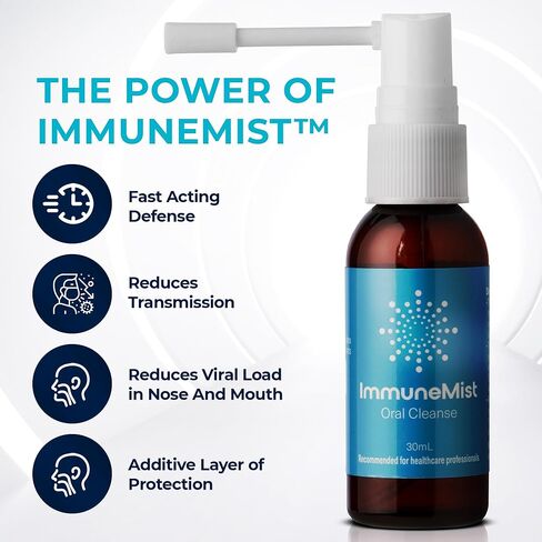 ImmuneMist™ Oral Cleanse - Iodine Throat Spray for Cold & Flu Relief - Oral Cleansing Against Bacteria, Germs, and Viruses - Immune Support up to 250 Doses - Made in The USA in Kuwait