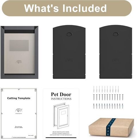 باب كلب مقاوم للطقس من ديكورماكس، باب كبير للكلاب موفر للطاقة مع إطار من الألومنيوم، نفق تلسكوبي، غطاء مغناطيسي ولوحتي قفل منزلقتين، سهل التركيب، رمادي، كبير in Kuwait