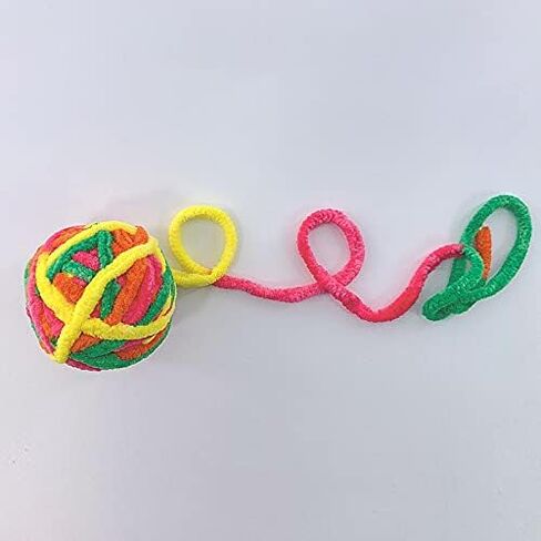 Szecl 3Pcs Cat Yarn Ball with Bell Cat Teething Chew Chase Ball Pet Bite Rainbow Yarn Balls Cat Sticks to Chew Furry Rattle Ball Molar Ball Interactive Product for Kittens in Saudi Arabia