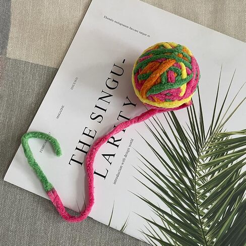Szecl 3Pcs Cat Yarn Ball with Bell Cat Teething Chew Chase Ball Pet Bite Rainbow Yarn Balls Cat Sticks to Chew Furry Rattle Ball Molar Ball Interactive Product for Kittens in Saudi Arabia
