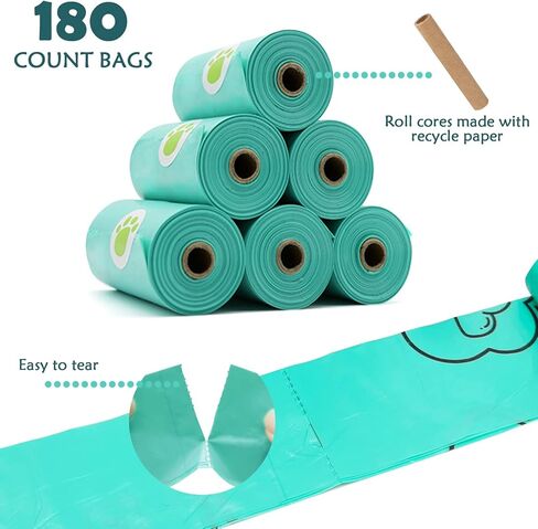Dog Poop Bags Holder with LED Flashlight|Pet Waste Bags Dispenser for Leash|Doggie Potty Bags Container with Leak-proof Pet Trash Bags and Accessories (180 Bags, Pink) in Saudi Arabia