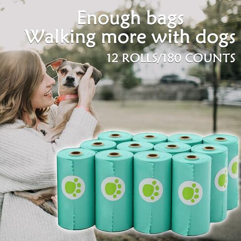 Dog Poop Bags Holder with LED Flashlight|Pet Waste Bags Dispenser for Leash|Doggie Potty Bags Container with Leak-proof Pet Trash Bags and Accessories (180 Bags, Pink) in Saudi Arabia