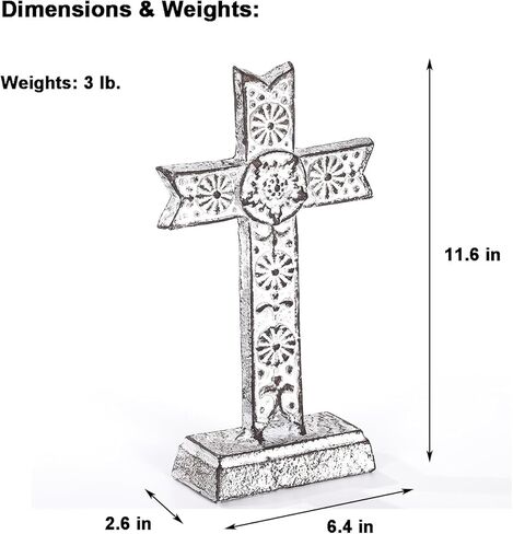 تمثال ريتروم 11 بوصة ارتفاع من الحديد الزهر على شكل زهرة لديكور المنزل، أبيض عتيق in Kuwait