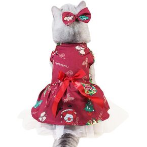 فستان ANIAC لعيد الميلاد للكلاب، زي عيد الميلاد للكلاب، فستان جرو أحمر بموضوع العطلة، ملابس مخملية للكلاب للفتيات الصغيرات، زي سانتا للكلاب والقطط للحيوانات الأليفة (A، X-Large) in Kuwait
