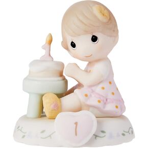 Precious Moments, Growing In Grace, Age 1, Bisque Porcelain Figurine, Brunette Girl, 142010B in Kuwait