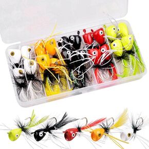 Fly Fishing Popper Lures Kits - Topwater Popper Fly Fishing Bass Crappie Fly Fishing Poppers Assortment for Trout Salmon in Kuwait
