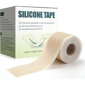 Silicone Scar Sheets - Scar Away Tape Roll (1.6" x 120"Roll) Silicone Strips, Reusable, Professional Scar Removal Sheets for C-Section, Surgery, Burn, Keloid, Acne in Kuwait
