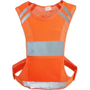 QXGTOB Reflective Vest Running Gear Orange XL Adjustable 360° High Visible Safety Vest for Men Women Walking Cycling Night Cycling Hiking Jogging Dog Walking OXL in Saudi Arabia