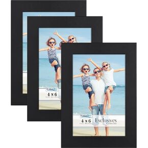 إطارات صور Icona Bay مقاس 5 × 7 (أسود، 3 عبوات)، إطارات صور مركبة من الخشب القوي مقاس 5 × 7، تصميم أنيق، سطح الطاولة أو التثبيت على الحائط، مجموعة حصرية