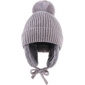 HADM Baby Beanie Hat for Winter with Earflap Knit Warm Cap Fleece Lined for Toddler Kids Infant Girls Boys 1-5Years in Kuwait