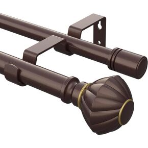 مساحة الصندوق 1 بوصة قضبان ستائر مزدوجة، 66 إلى 120 بوصة قضيب ستائر متداخل للنوافذ مع الأقواس والأجهزة، تيجان اليقطين + نهاية نمط الغطاء النهائي ORB in Kuwait