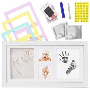Baby Handprint and Footprint Keepsake Frame-Clean Touch Ink Pad and Clay The Cute Way to Photo Your Baby's Growth Large-Fits Twins Newborn for Boy & Girl-Baby Registry or in Kuwait
