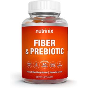 Nutrinix Fiber and Prebiotic Gummies for Adults, 90 Gummy Chews, Support Digestive Health, GI Tract Balance, and Regularity, Non-GMO and Gluten Free, Natural Fruit Flavors - Single Pack in Saudi Arabia