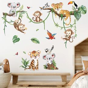 decalmile Jungle Animals Tree Elephant Wall Decals Stickers Nursery Decor in Saudi Arabia