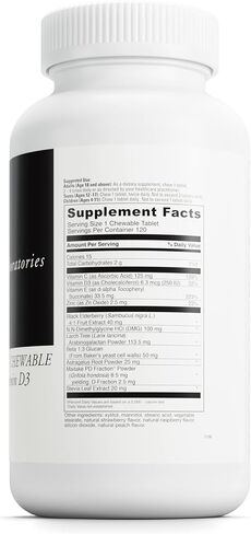 DAVINCI Labs Immuni-DMG Chewable with Elderberry and Vitamin D3 - Dietary Supplement to Support Cell and Immune Health* - with Vitamin C, D3, E, Black Elderberry, DMG and More - 120 Chewable Tablets in Saudi Arabia