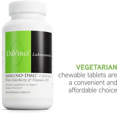 DAVINCI Labs Immuni-DMG Chewable with Elderberry and Vitamin D3 - Dietary Supplement to Support Cell and Immune Health* - with Vitamin C, D3, E, Black Elderberry, DMG and More - 120 Chewable Tablets in Saudi Arabia
