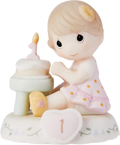 Precious Moments, Growing In Grace, Age 1, Bisque Porcelain Figurine, Brunette Girl, 142010B in Kuwait