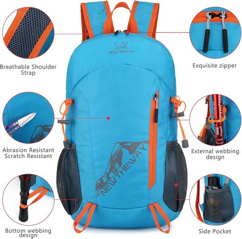 Esup 20L حقيبة ظهر خفيفة الوزن للمشي لمسافات طويلة قابلة للطي صغيرة للسفر حقيبة ظهر للتخييم للنساء والرجال (أسود) in Kuwait