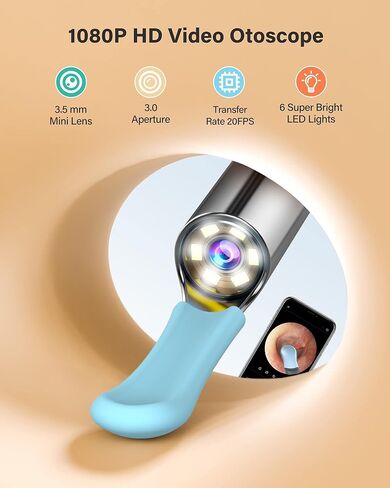 Xlife Earwax Removal Tool with 6 Led Lights,1080p FHD Camera Ear Cleaner, Ear Camera with A Intelligent Gyroscope for iPhone ONLY (Blue) in Kuwait