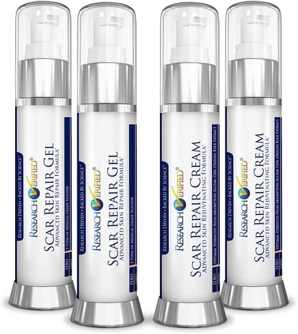 إصلاح الندبات RV - جل يغذي البشرة ويقلل الندبات القديمة والجديدة - 2 كريم و2 جل - صديق للنباتيين in Kuwait