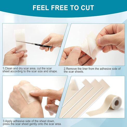 Silicone Scar Sheets - Scar Away Tape Roll (1.6" x 120"Roll) Silicone Strips, Reusable, Professional Scar Removal Sheets for C-Section, Surgery, Burn, Keloid, Acne in Kuwait